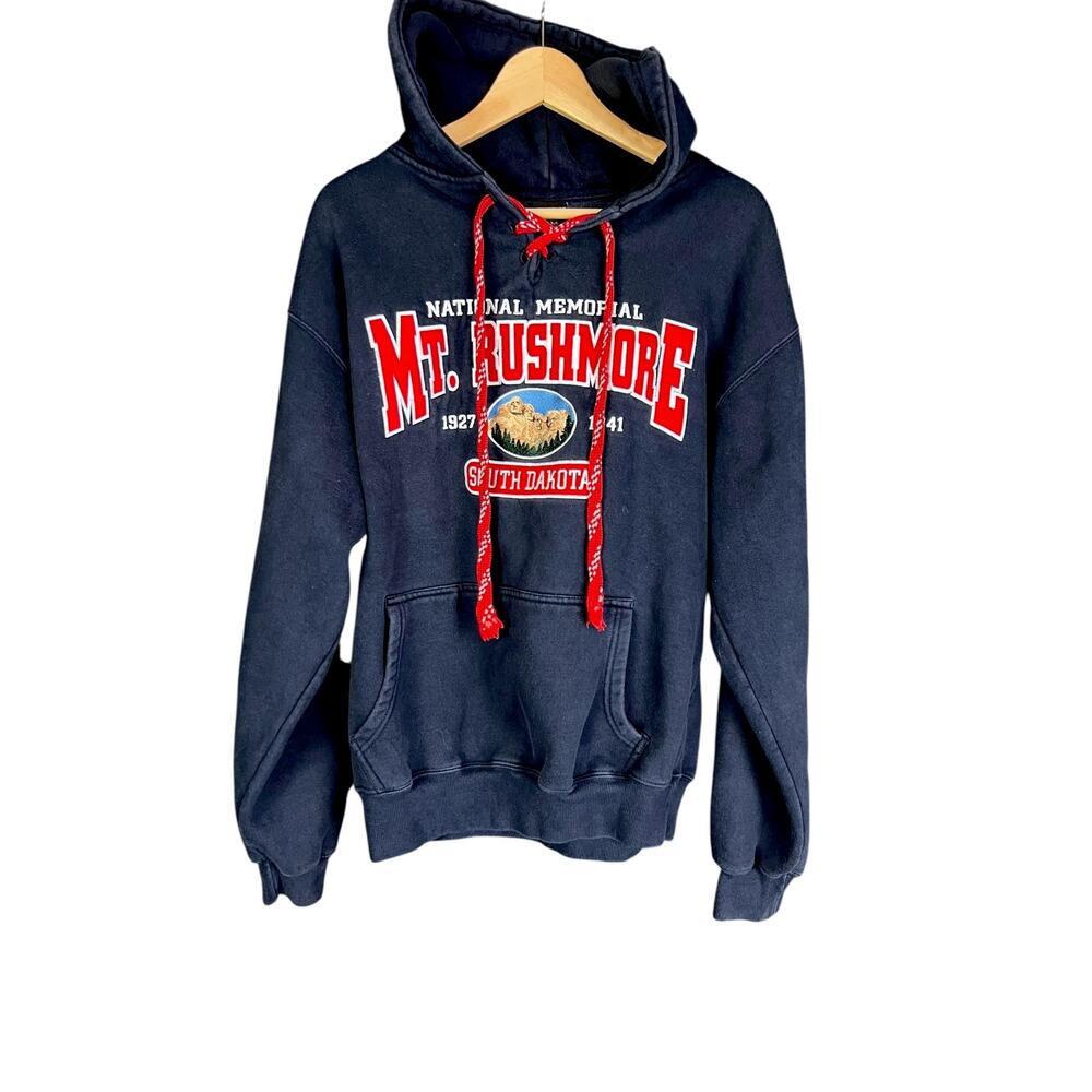 Mount Rushmore Navy Blue Embroidered Souvenir Hoodie - Size Medium